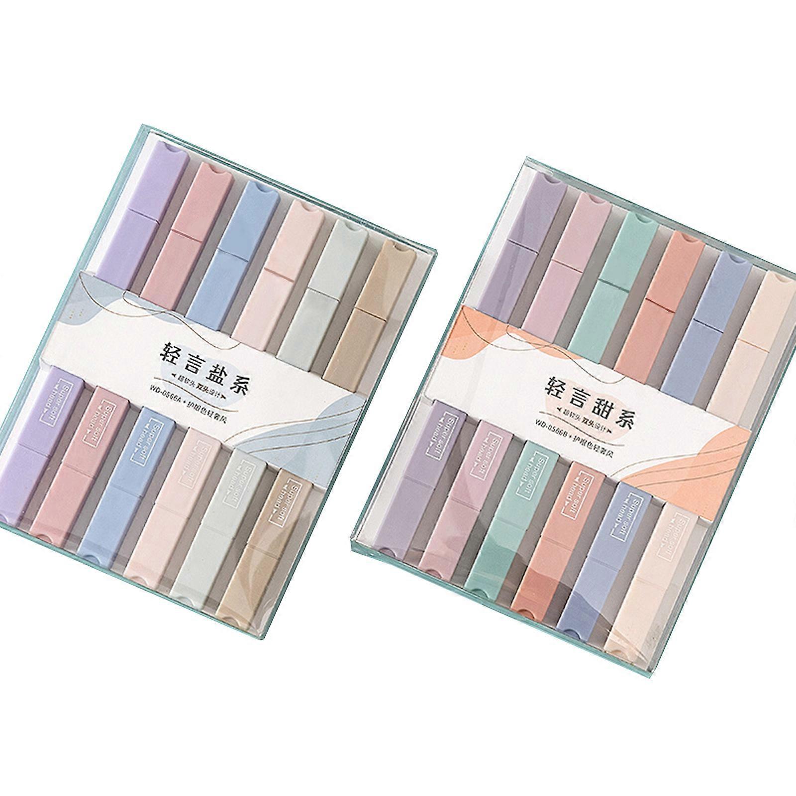 12Pcs Dual-tip Highlighter Marker Pen 6 Color Portable Art Marker for Kid Doodling Book Scrapbooking Card Making Drawing