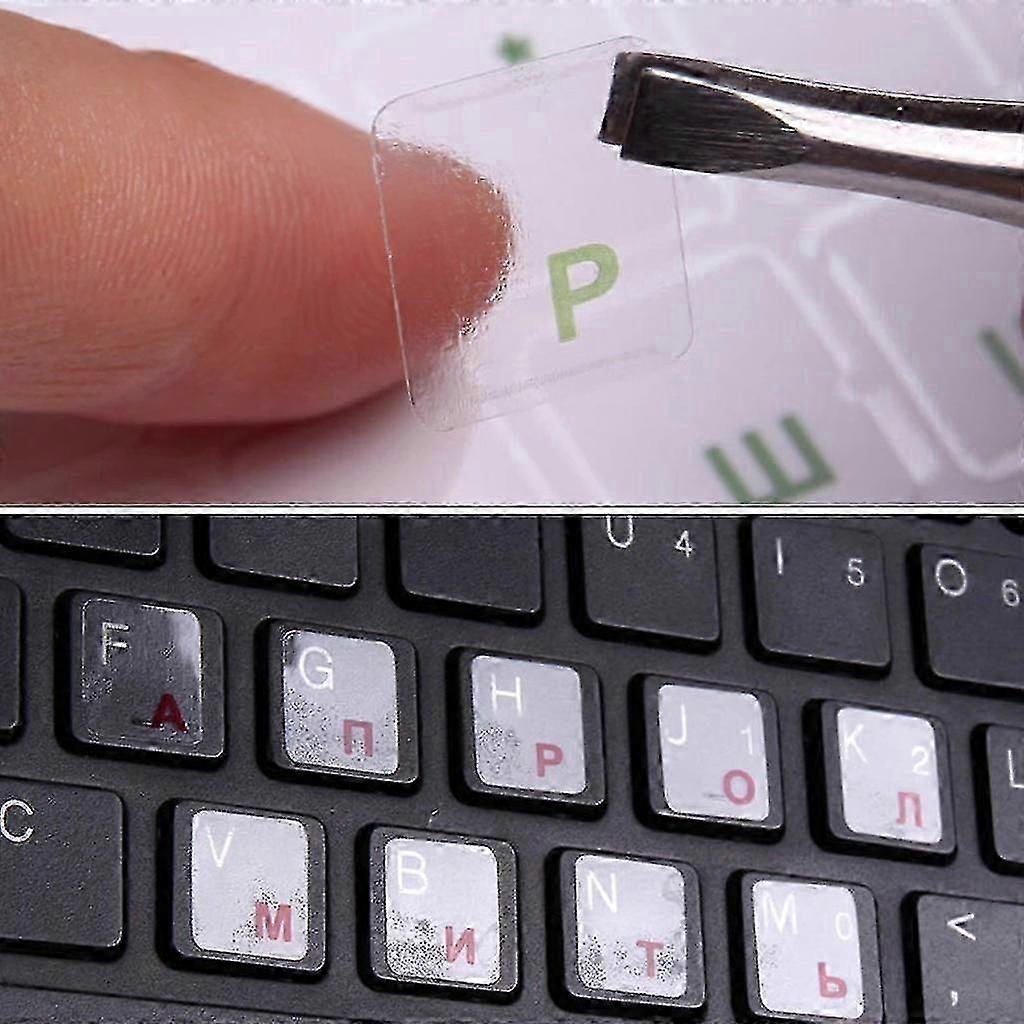Russian Keyboard Stickers 2pcs Set with Black/Blue/Green/Red/Yellow Characters for Laptops