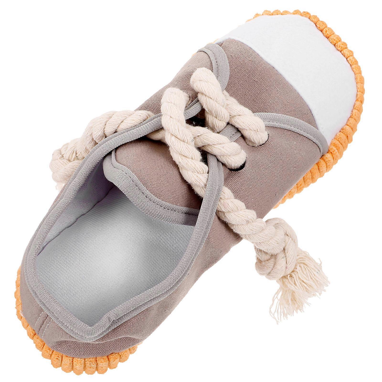 Interactive Squeaky Dog Chew Toy – Shoes Shape for Teeth Cleaning & Play, Engaging Noise for Puppies, Gray