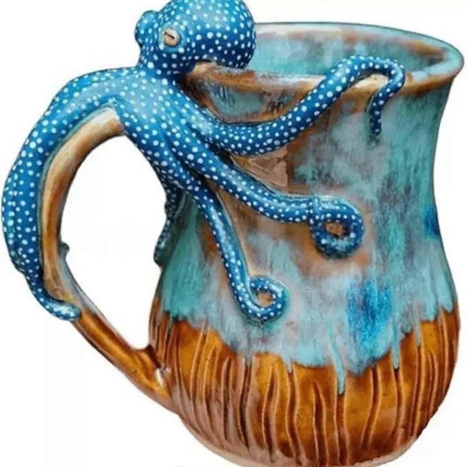 Resins Octopuses Coffee Cup With Handle Hot Cold Beverages Container Mug Drinkware And Creative Shelf Display Decoration