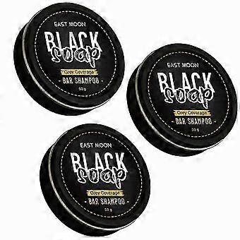 3x Grey Coverage Bar Shampoo Hair Darkening Black Soap For Men's Grey Hair Cover