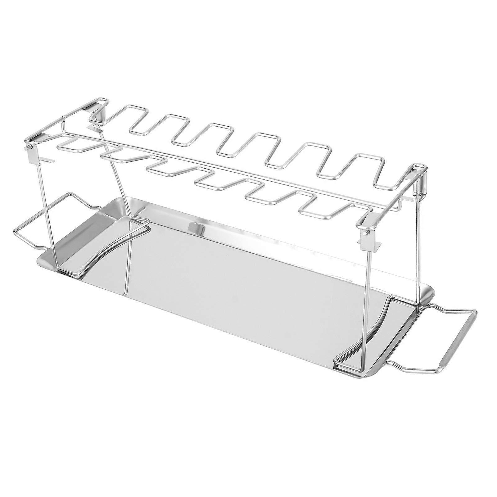 Chicken Leg Holder for Grill with Drip Tray, Stainless Steel Beer Can Chicken Stand for BBQ, Rotisserie and Smoker Cooking