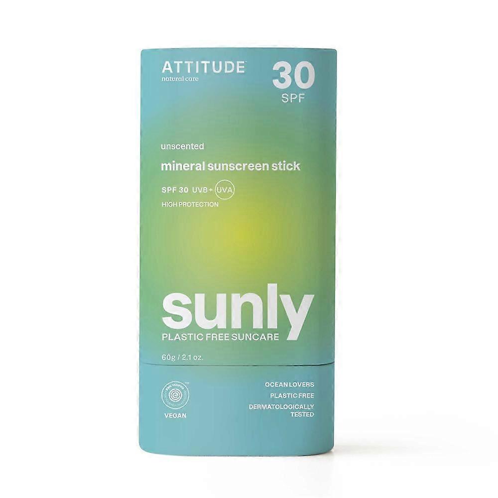 Attitude Sunly - 防晒棒 - 无味 - 30 SPF - 60 克
