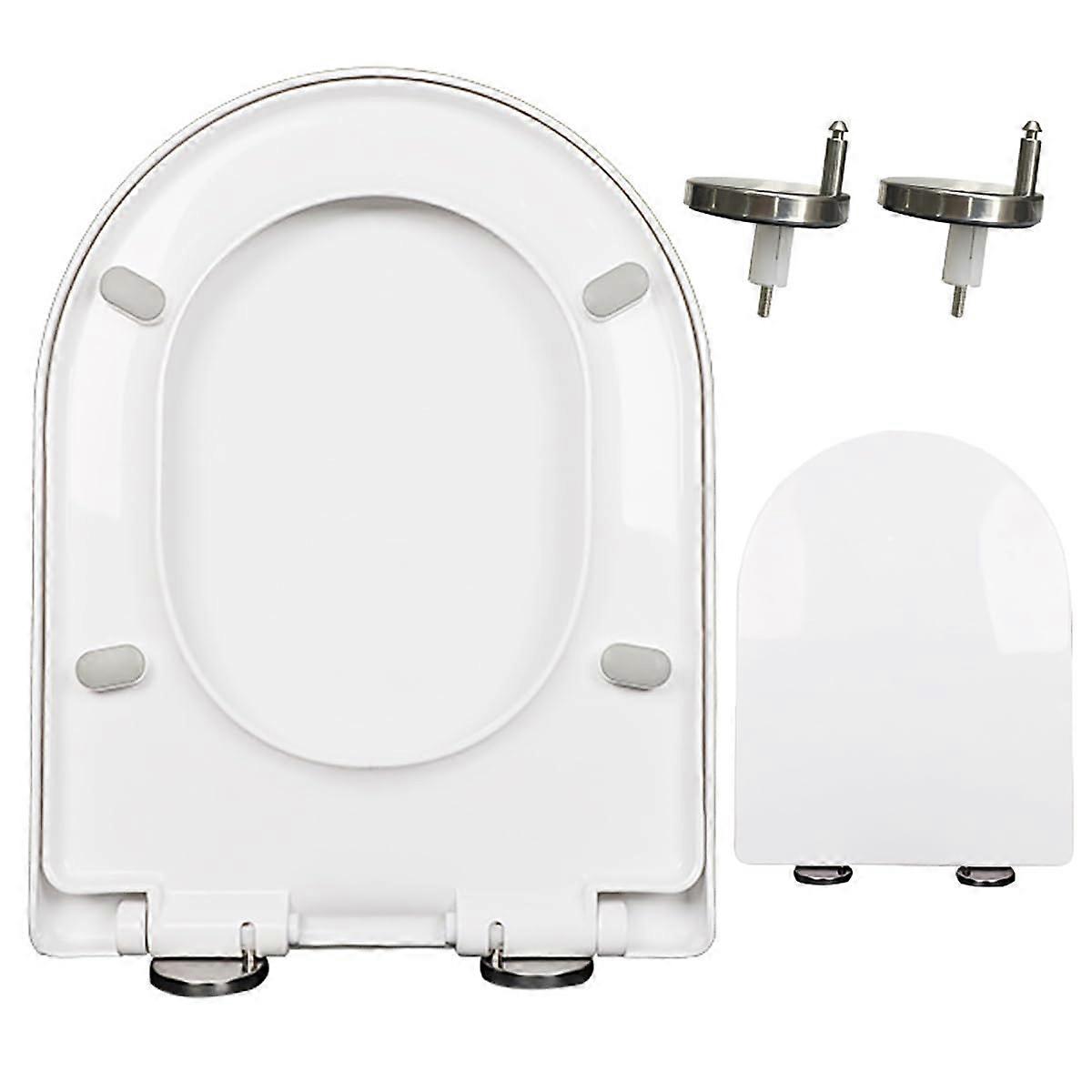 Toilet seat with automatic lowering, PP material, nonslip cushions, white, robust replacement