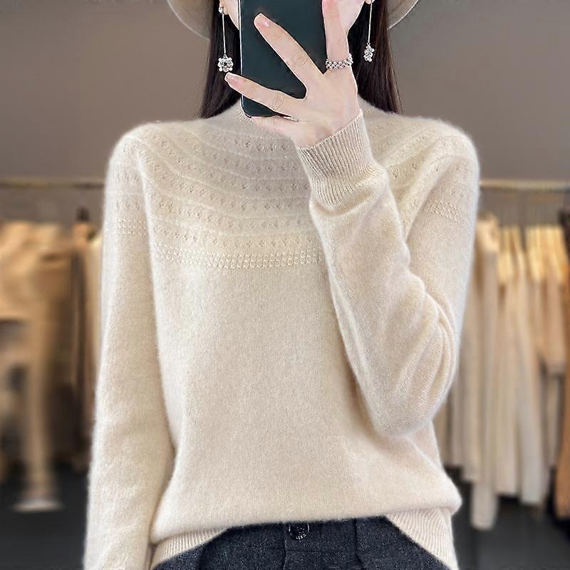 Half High Neck Hollow Women's Sweater Autumn and Winter Loose Knitted Bottoming Shirt