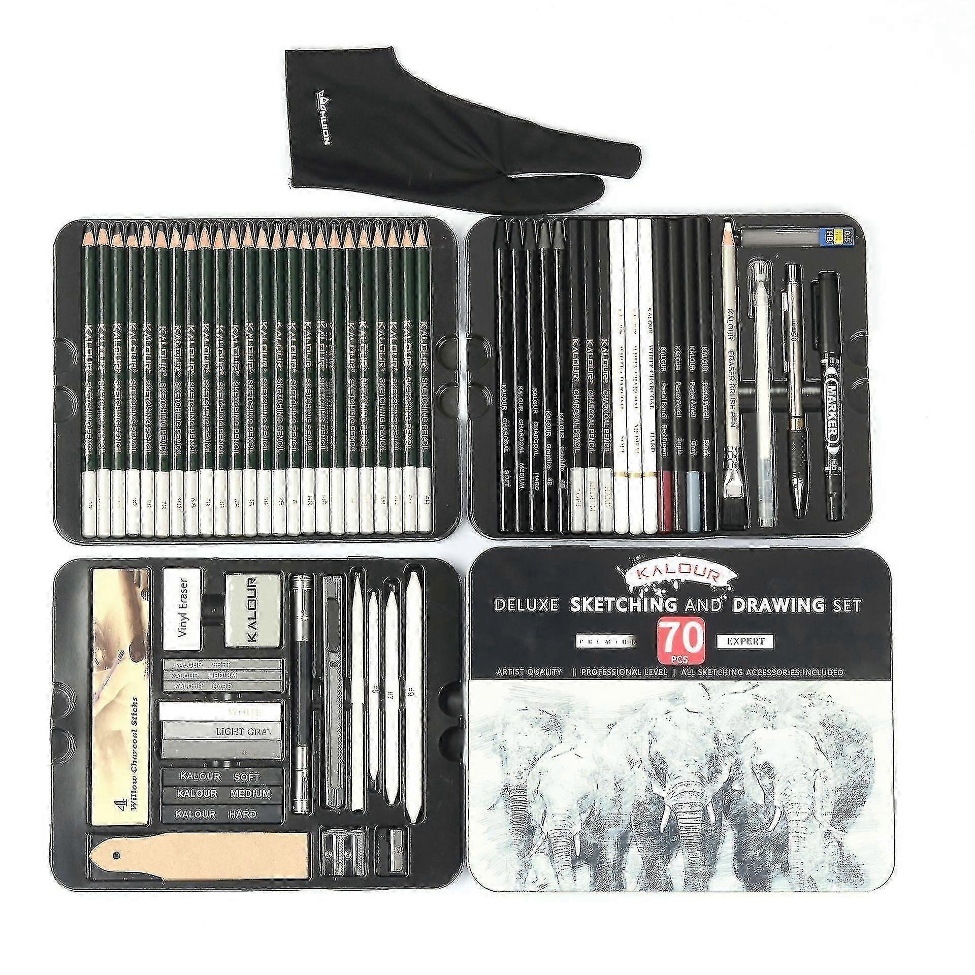 70pc Professional Sketching & Drawing Pencils Set for Artists Beginners, Art Supplies Kit with Sketching Tools