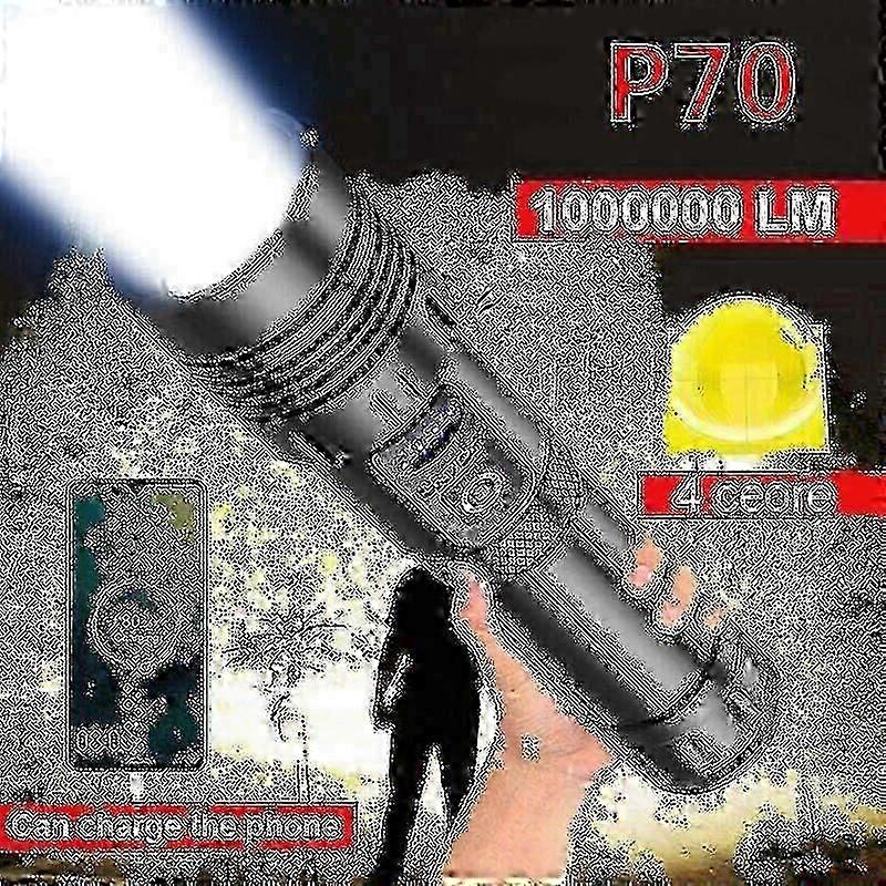 1000000 Lumens Super Bright LED Tactical Flashlight Rechargeable LED Work Light