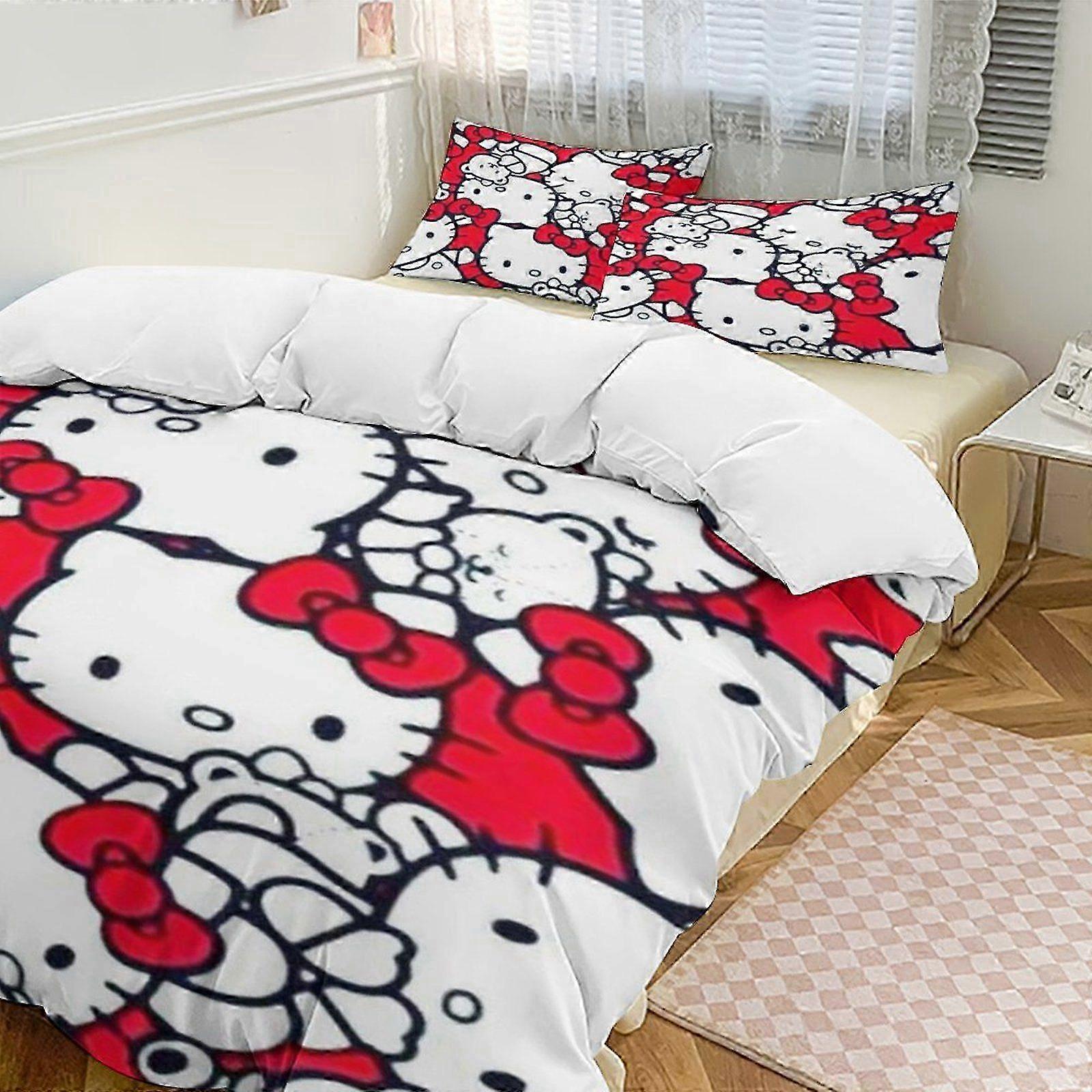 Conjunto de Cama de 3 Peças para Crianças e Adultos com um Design de Desenho Animado Fofo, Inclui 1 Capa de Colcha e 2 Fronhas, Perfeito para Presentes de Natal e 
