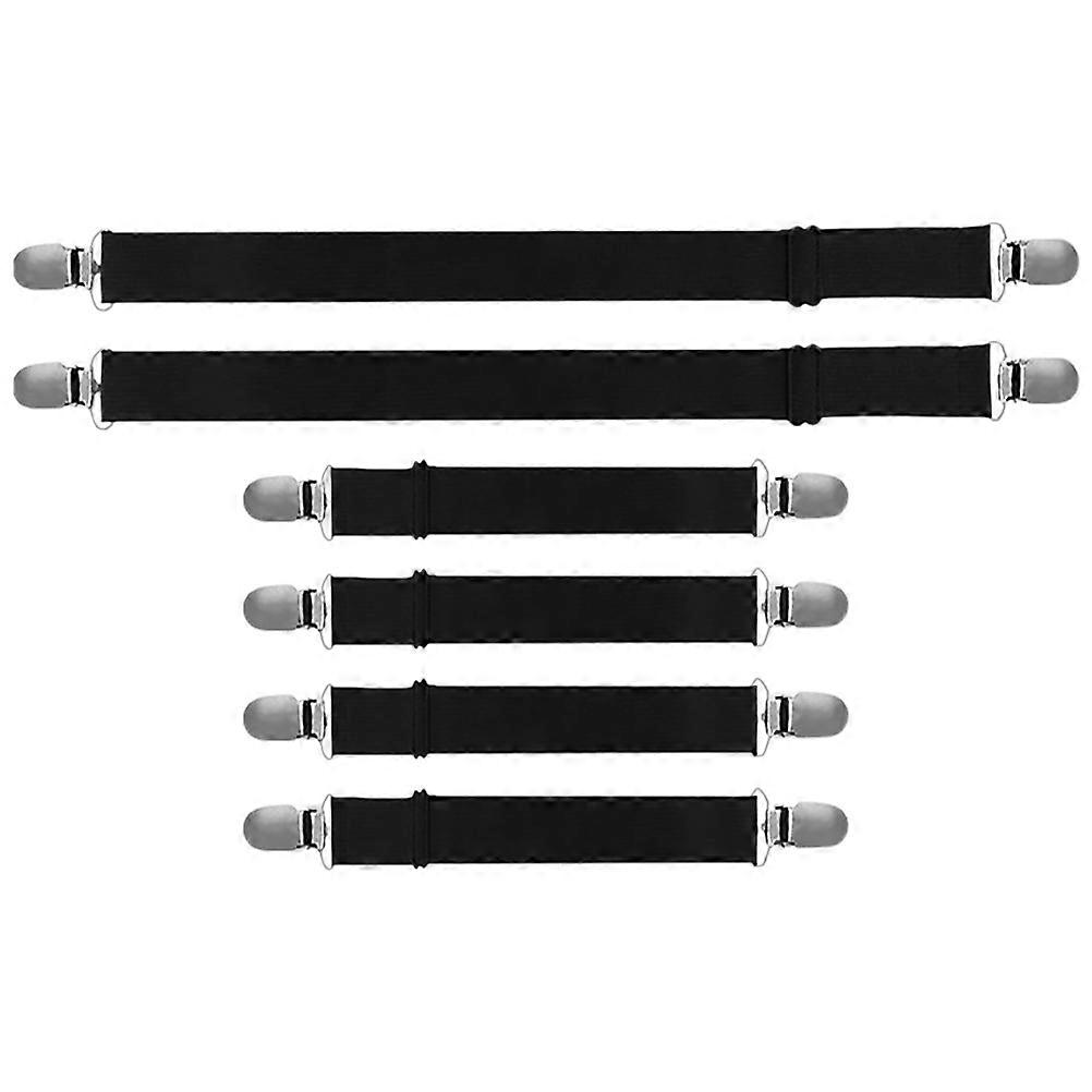Sheet Fasteners Adjustable Tablecloth Clips Home Use Black Compact Strap Design 6Pcs