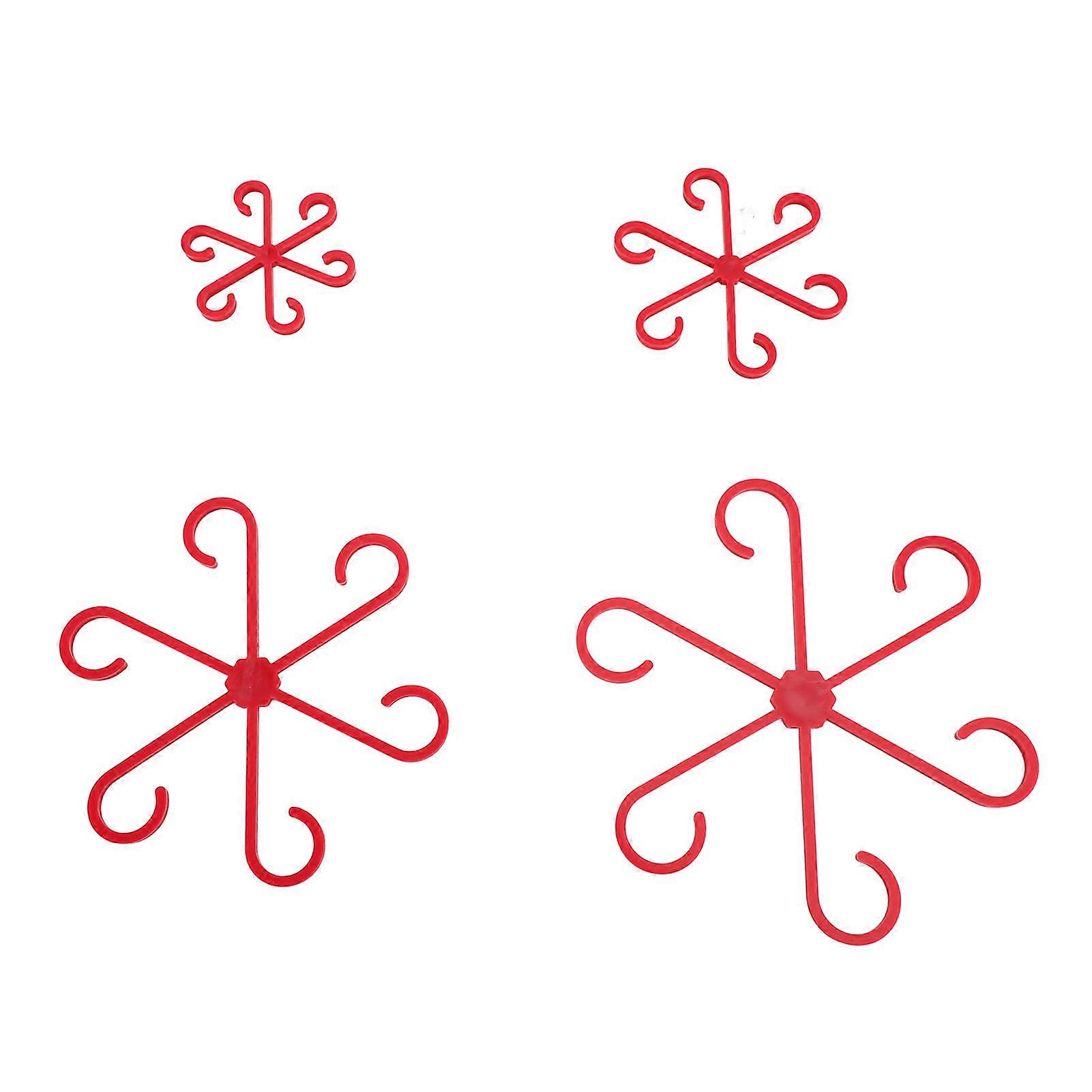 4Pcs Red Plant Stem Holders Set, Waterproof Vine Clips, 4 Sizes