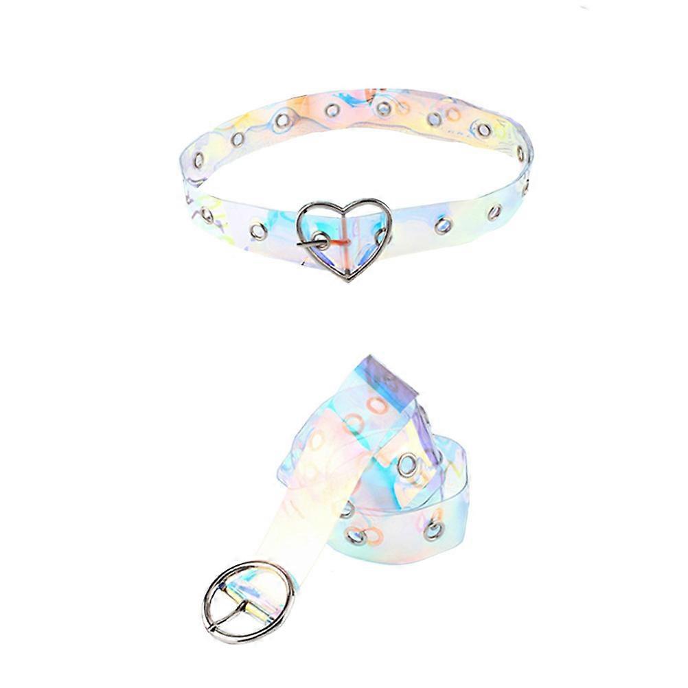 Adjustable Women Belt Shiny Plastic Transparent Multi Color 103*3.3CM Fashion Accessory 2Pcs