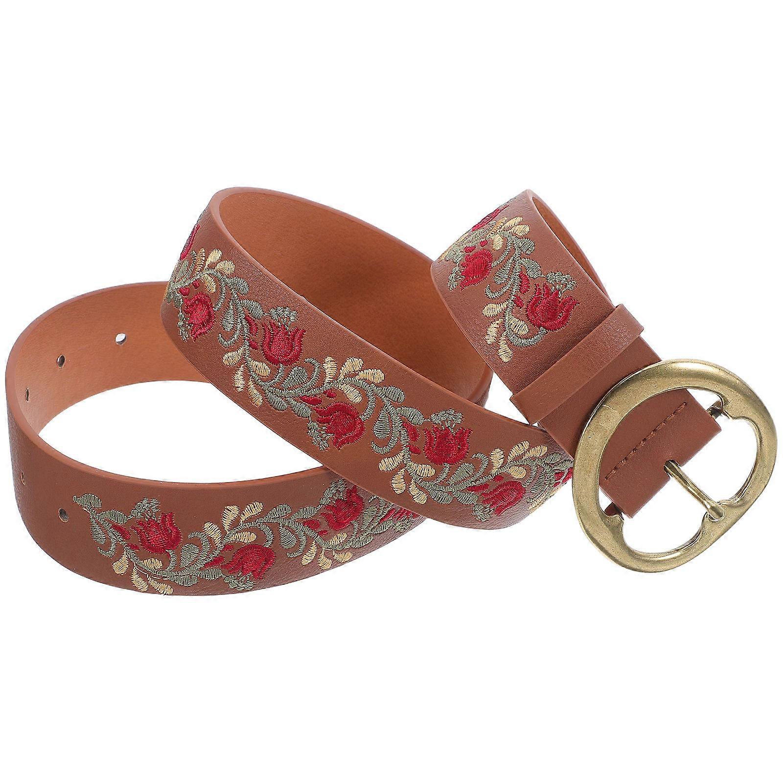 Boho Belt Embroidery Craftsmanship Vintage Accessory For Jeans And Dresses PU Material Rectangular Shape 1Set