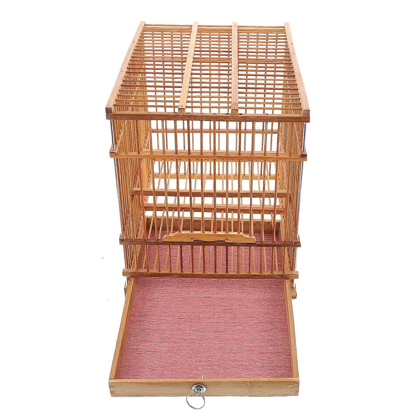Lightweight Bamboo Bird Cage for Small Birds, Portable Outdoor Travel Carrier with Unique Weaving Design for Budgies, Canaries, and Small Pet Birds