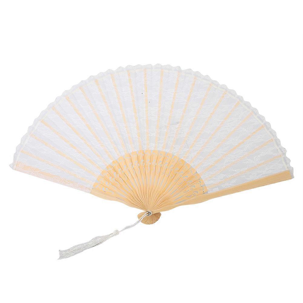 Vintage Japanese Style Handmade Lace Folding Fan for Decoration (White)