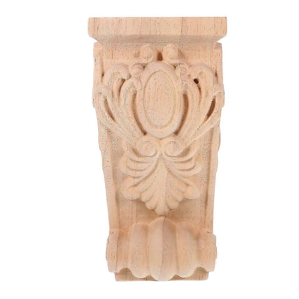 Wood Carved Onlay Applique Wooden Corner Onlay Decorative Roman Column Wall Corner Home Decoration Khaki 18.00X10.00X5.50CM 1Pack