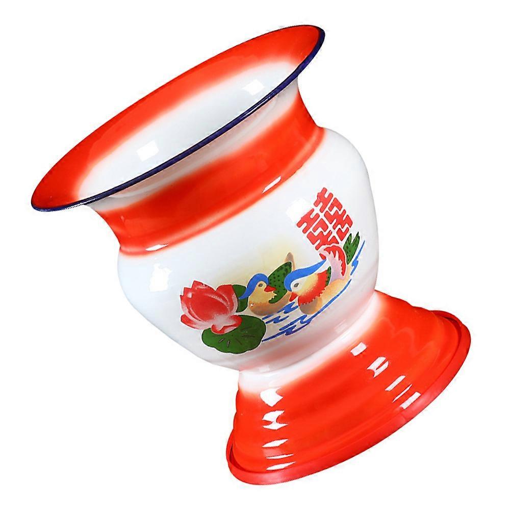 1Pc Enamel Spittoon Vintage Chinese Style for Home Convenient Toilet