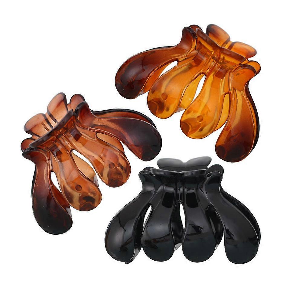 Hair Jaw Clips Ponytail Holder Resin Material Assorted Color 3Pcs