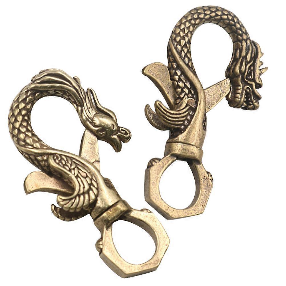Brass Keychain Clasp Shaped Accessory Hanging Daily Use 6.2x3.5cm 2Set