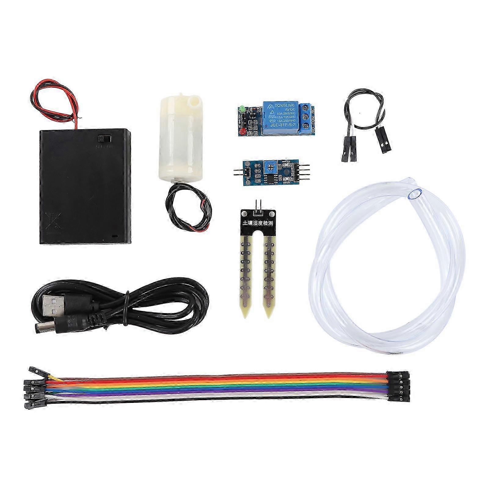 Automatic Flower Watering Pump Irrigation Relay Module Soil Moisture Sensor Module Connection Line Kit