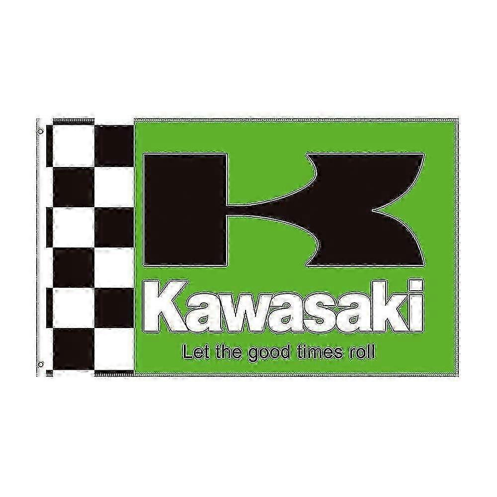 3x5 Ft Kawasaki Flag Polyester Printed Racing Motorcycle Banner For Decor
