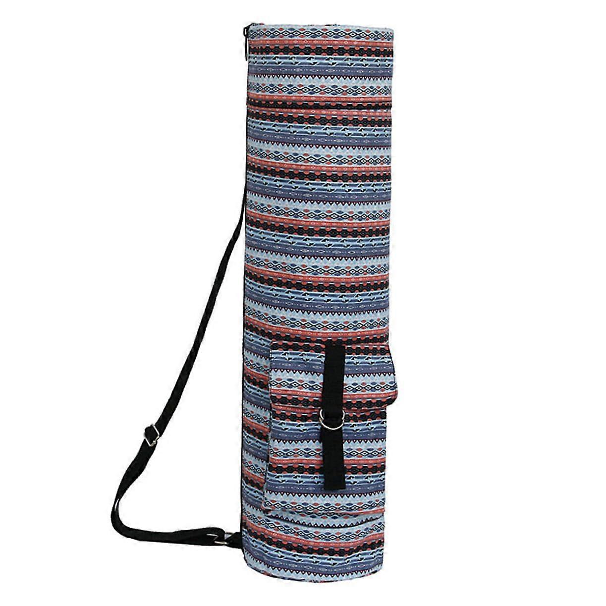 Sling Sports Bag Printed Canvas Shoulder Strap Bag for Yoga Mat with Side Pocket for Fitness and Sports Storage Solution Ice Blue