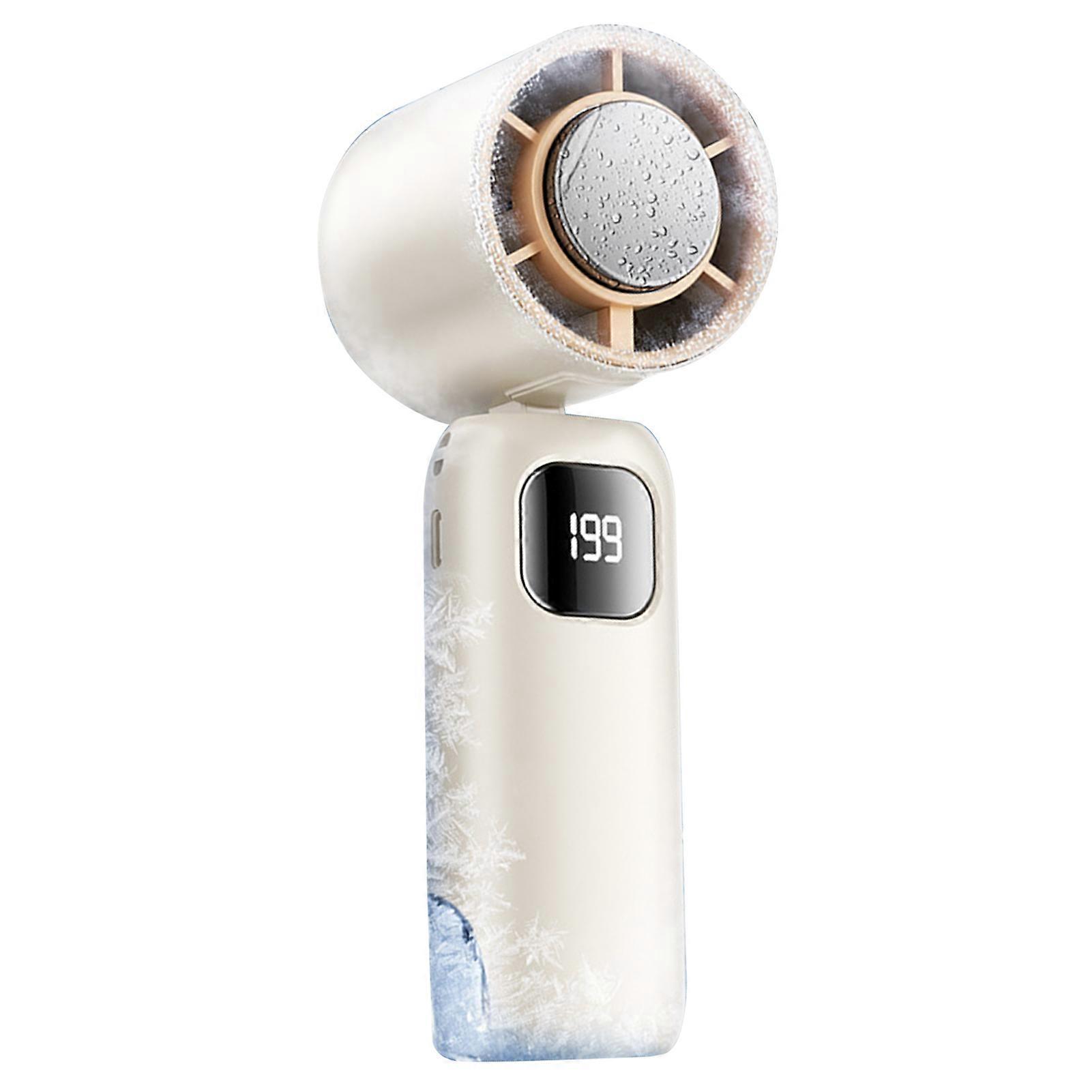 Handheld Mini Fan with Ice Cooling Function, 1800 mAh Rechargeable Personal Fan with Digital Display