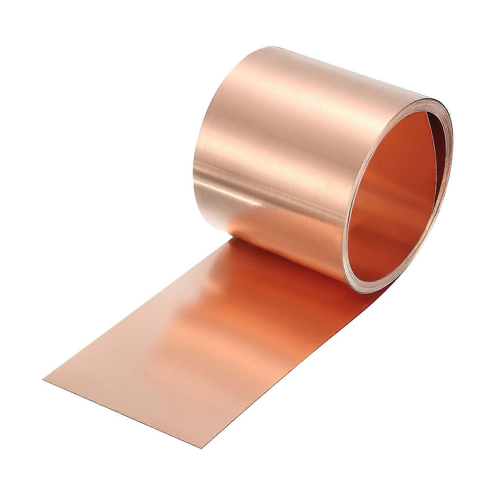 Copper sheet roll, 2500 mm x 50 mm x 0.2 mm, 38 Gauge, 99.9% pure copper, metal foil plate for electricity, DIY projects (multiple sizes)