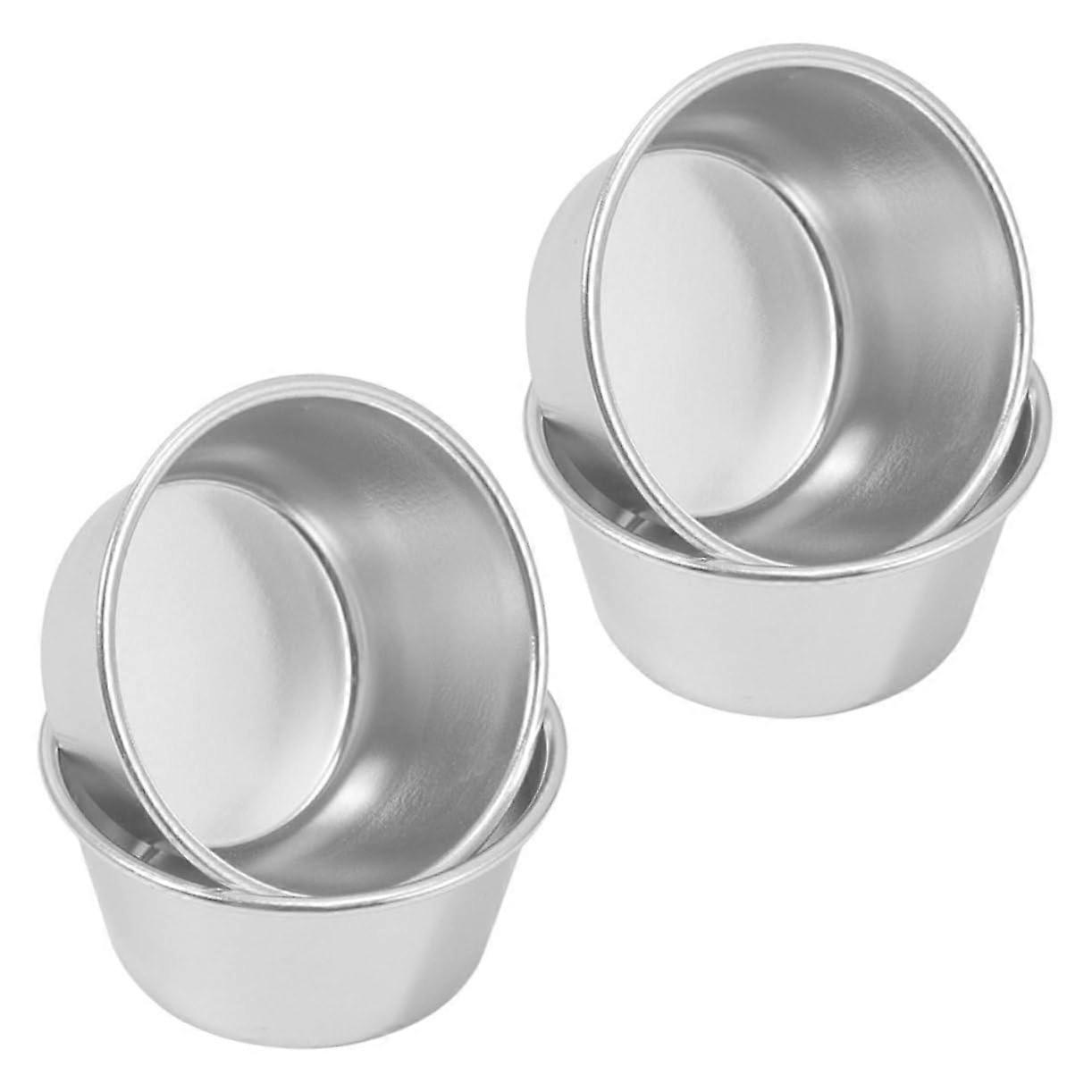 Muffin Baking Cups 4-Pack Round Cake Tins Non-Stick Carbon Steel Cookie Molds Easy Clean Bakeware