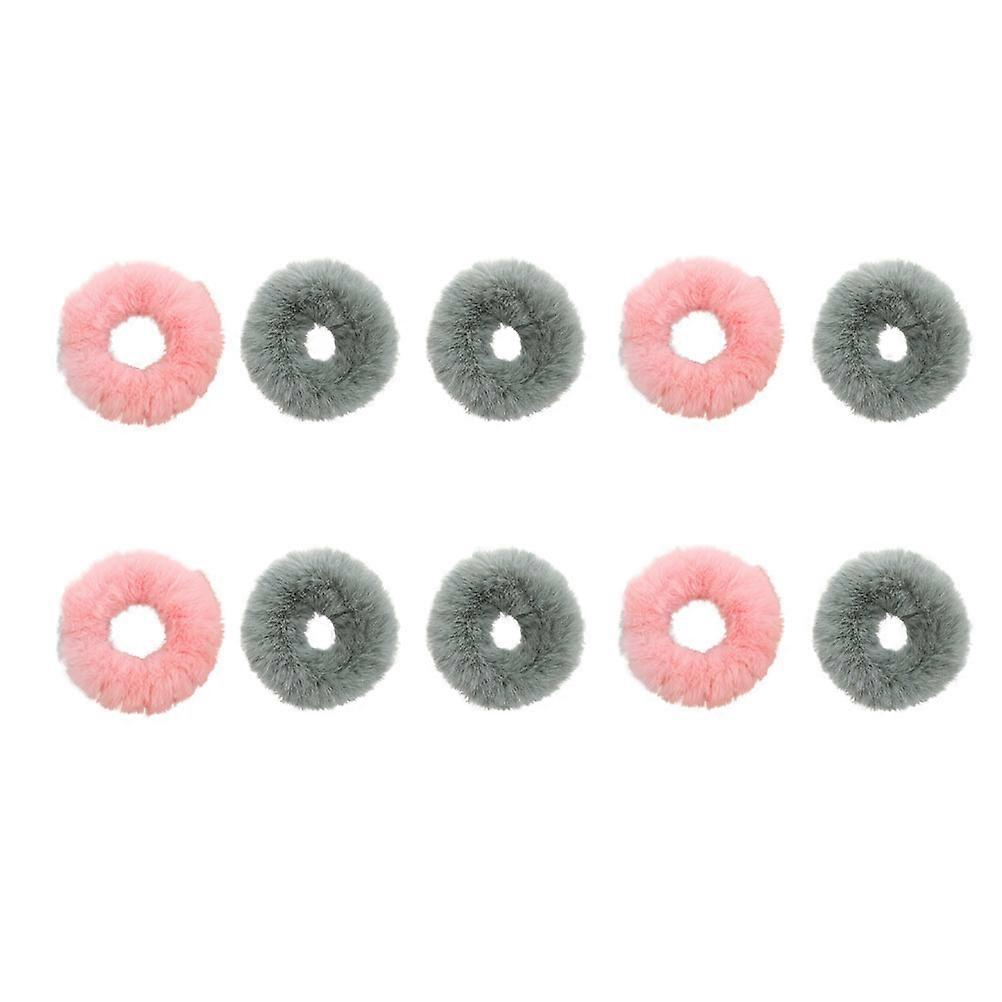 Elastic Hair Scrunchies Plush Hair Bands Daily Wear Round Shape 10Pack