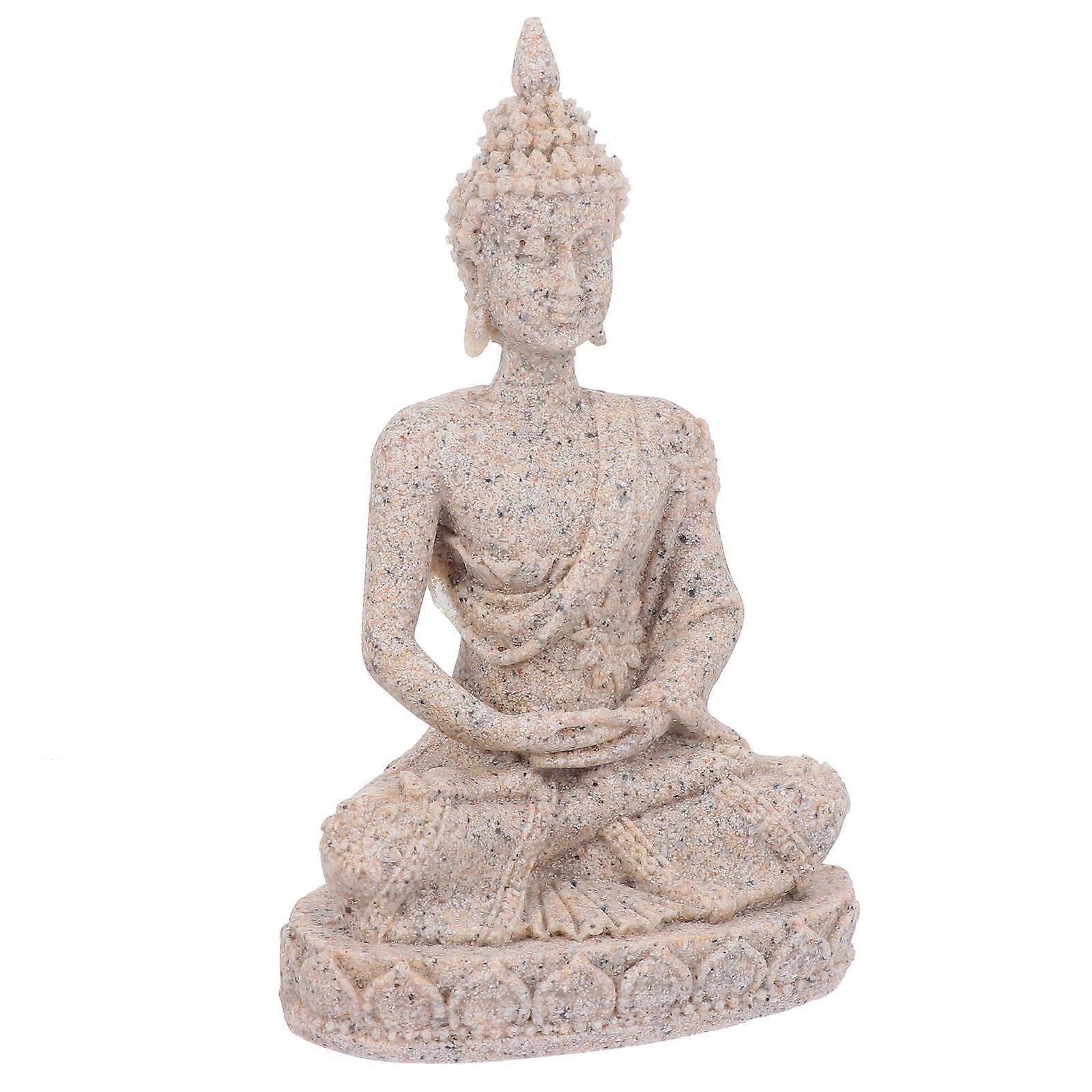 Aquarium D茅 Thematic Ornaments Buddha Statue Fish Tank Accessory Sandstone 4.1X2.6X1.4in 1Set