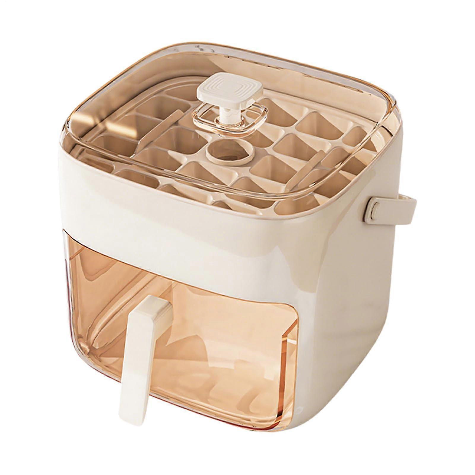 Easy Press Ice Cube Maker Silicone Tray With Lid For Freezer Drinks And Cocktails Standard Cube Size