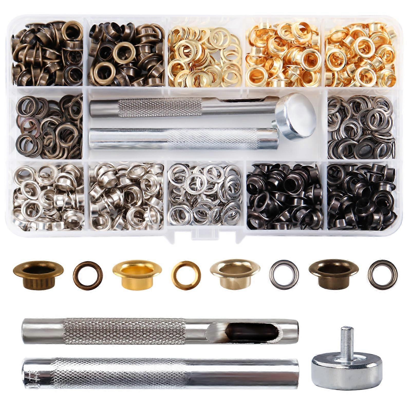Eyelet Tool Kit 6mm 400 Sets Eyelets with 3Piece Tool for DIY Crafts