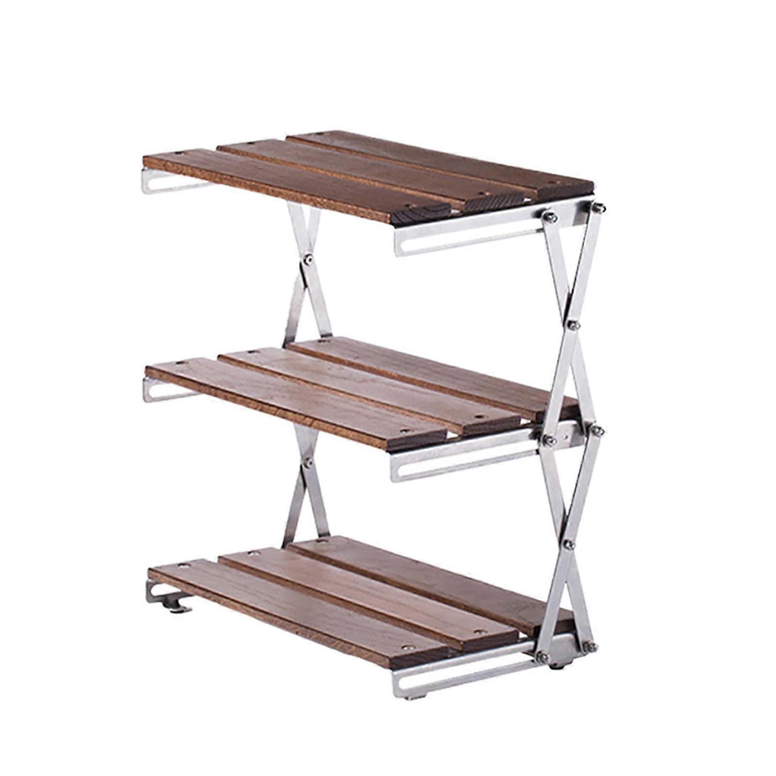 Foldable Rack with 3 Levels Stable Camping Shelf Organizer Camping Camping Folding Storage Rack Display Storage Shelf