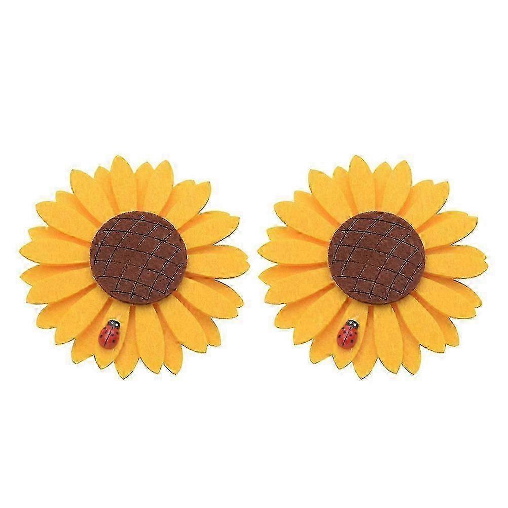 2pcs Sunflower Styled Curtain Clip Binding Strap Buckle (Yellow)
