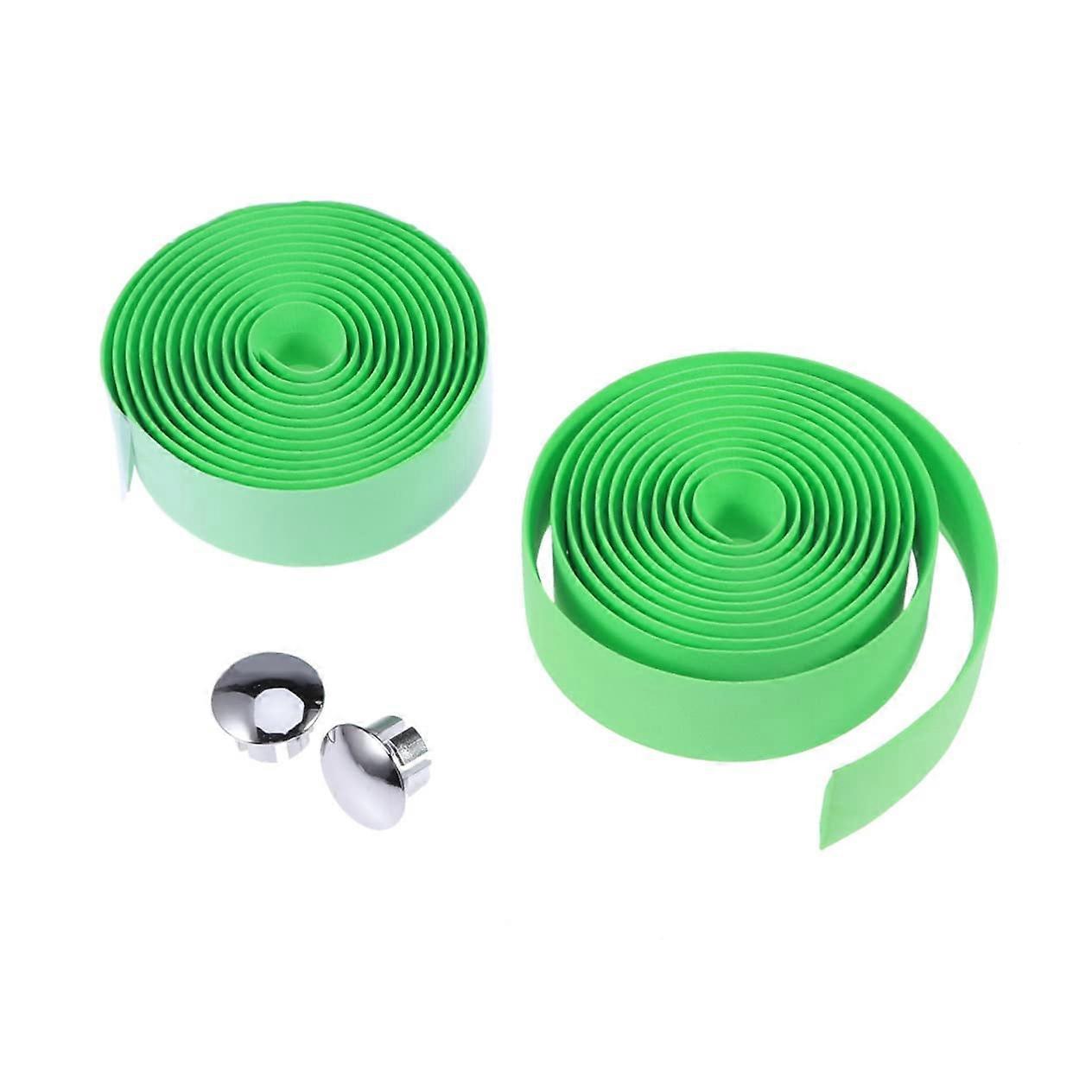 1 Pair Cork Handlebar Tape Green Non-Slip Grip for Road Bike with End Plugs and Self-Adhesive Strips Easy Installation