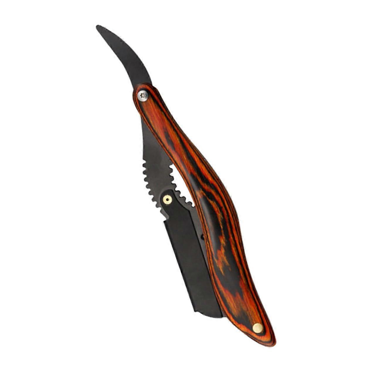 Men's Folding Razor - Manual Black Wooden Shaver for Moustache and Beard, Clip-On Design, Portable and Compact