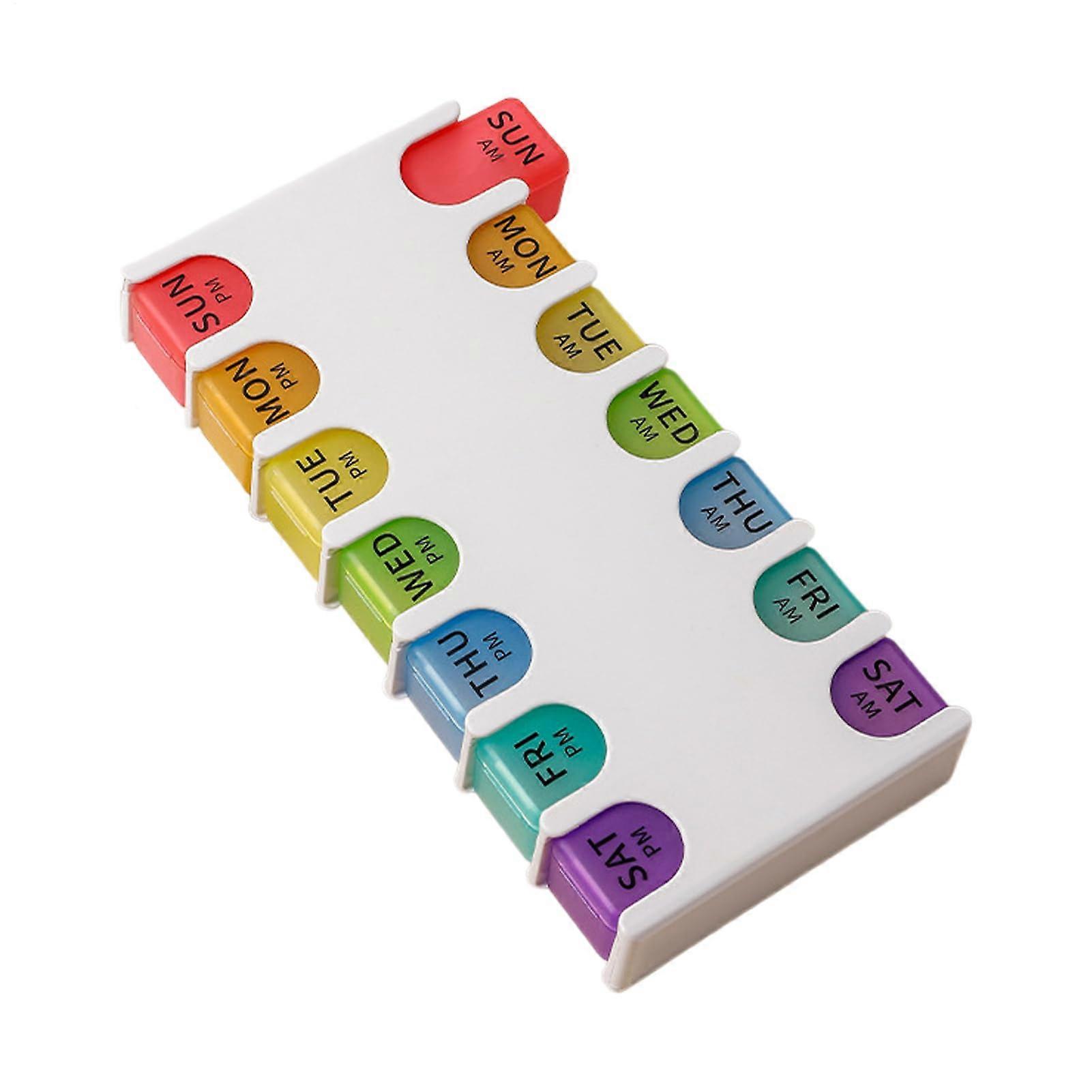 Weekly Pill Organizer – Capacity 7Day Pill Box Convenient Medication Organizer Portable Daily Pill Case with 14 Compartments for S