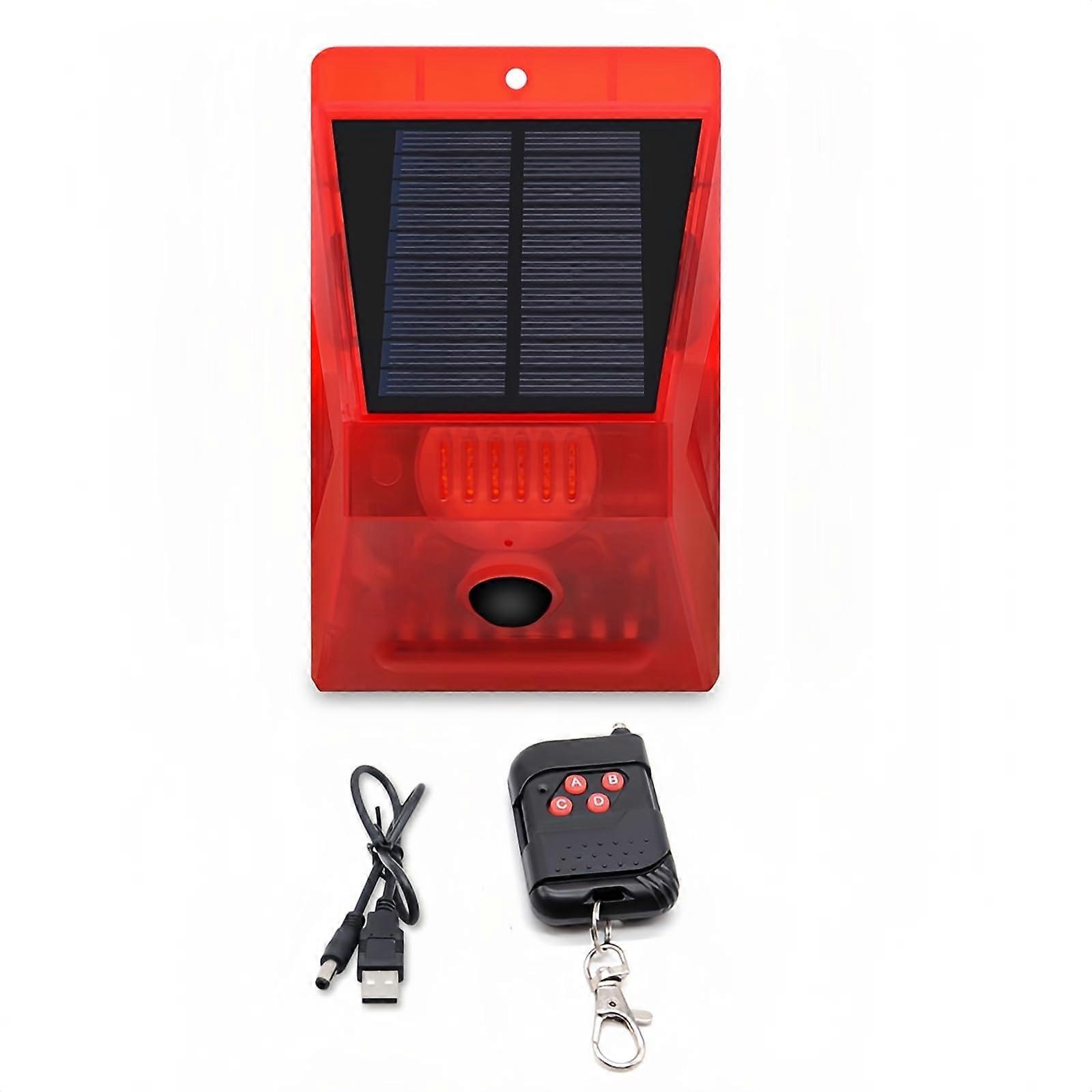 Solar Alarm Strobe Light with Remote Control and Motion Sensor - Waterproof IP65 Security Siren for Outdoor Animal Repellent, 1 Pack