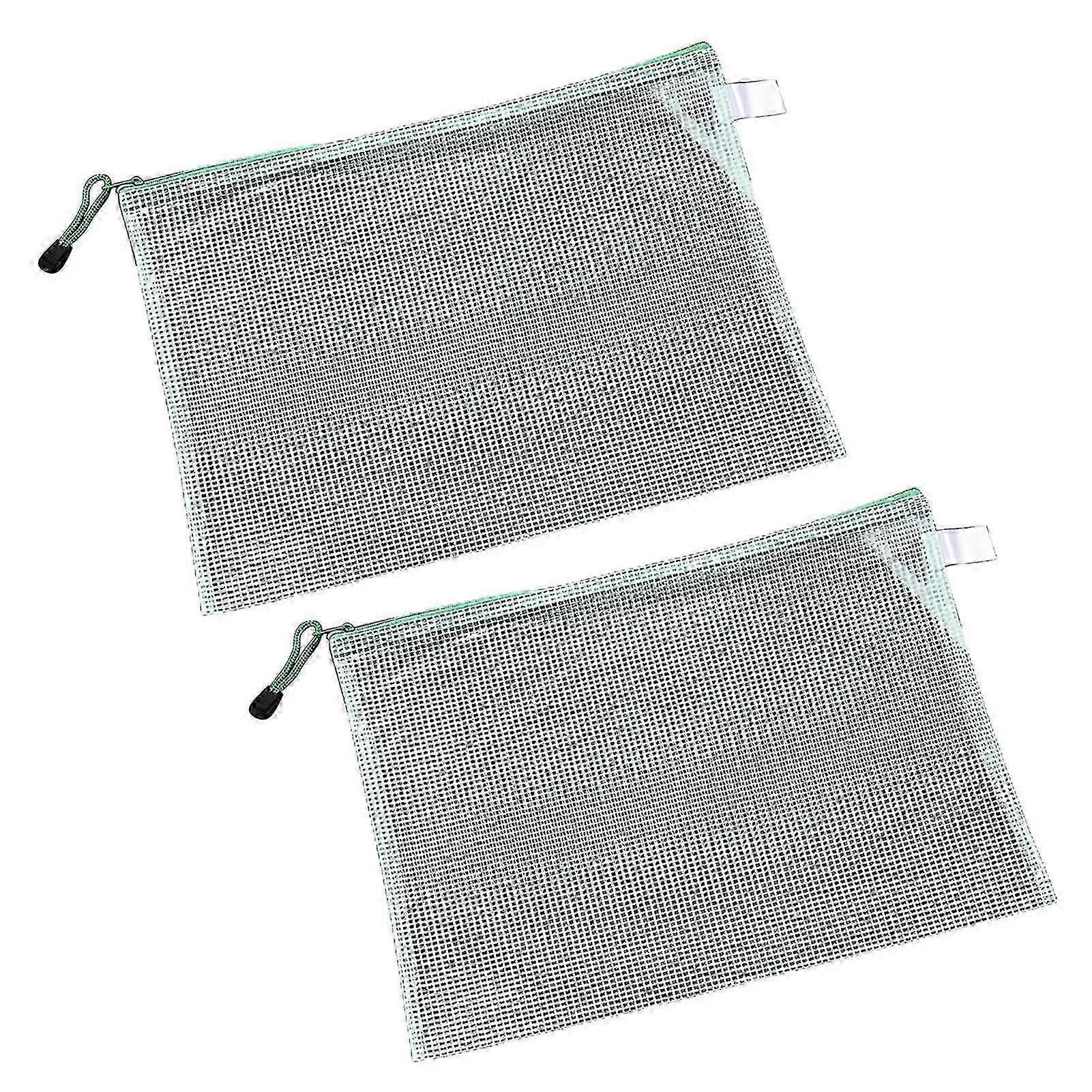 2Pcs A4 File Holder Waterproof Plastic Zipper Folder Large Capacity Durable Flexible Document Bag for Office School