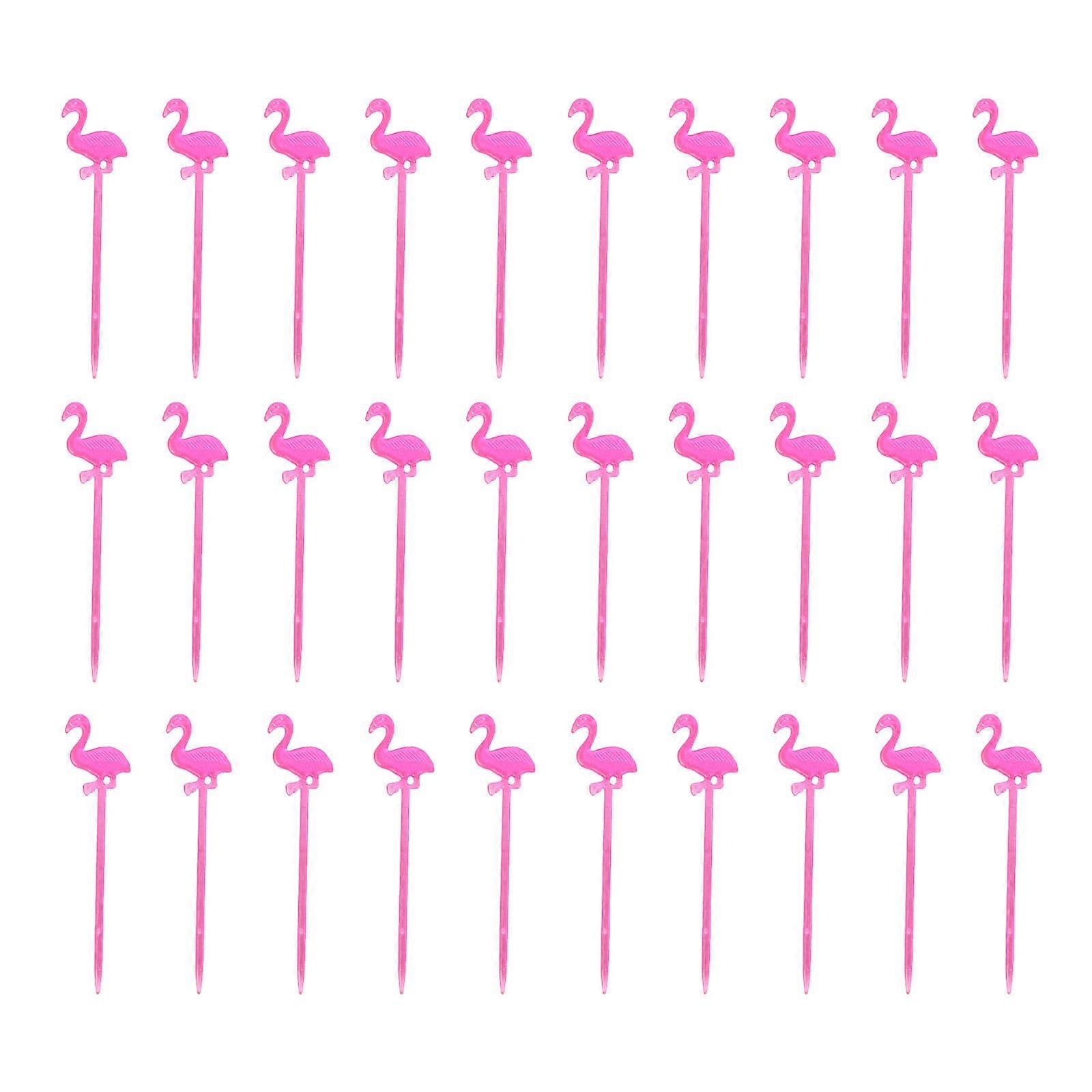 Flamingo Cake Decoration Red Material Dessert Sticks 50Pcs