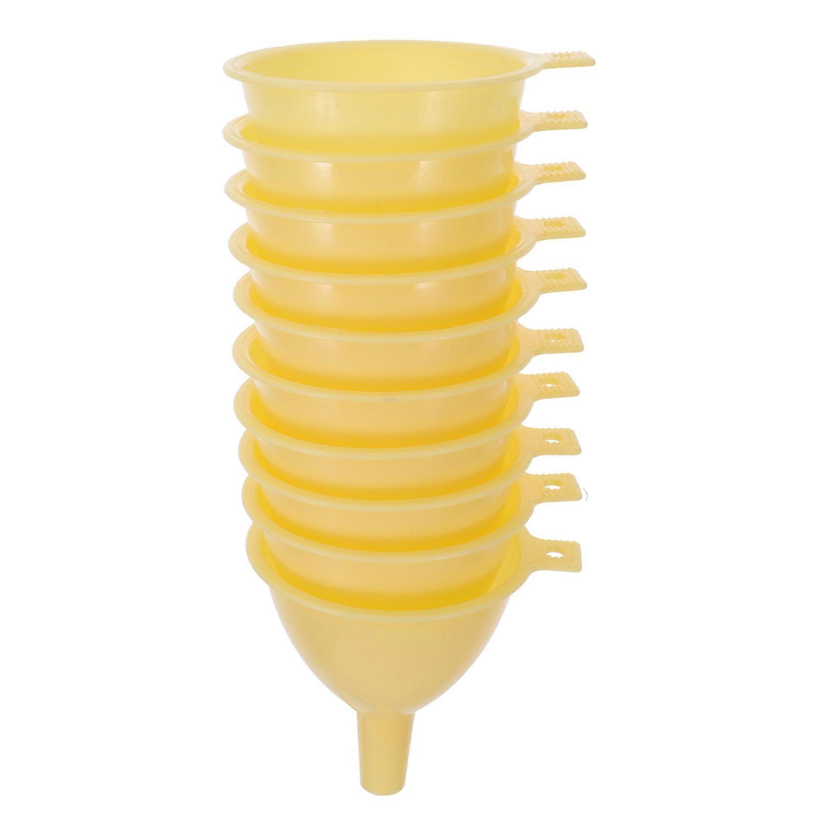 10pcs Yellow Plastic Small Funnel Set for Lab Use Lightweight Easy to Handle