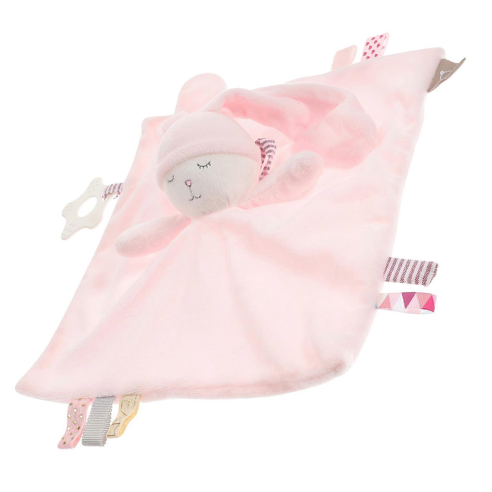 Baby Sleep Comforter Pink Bunny Shape Plush Soothing Towel Nursery Item 40X40CM 1Pcs