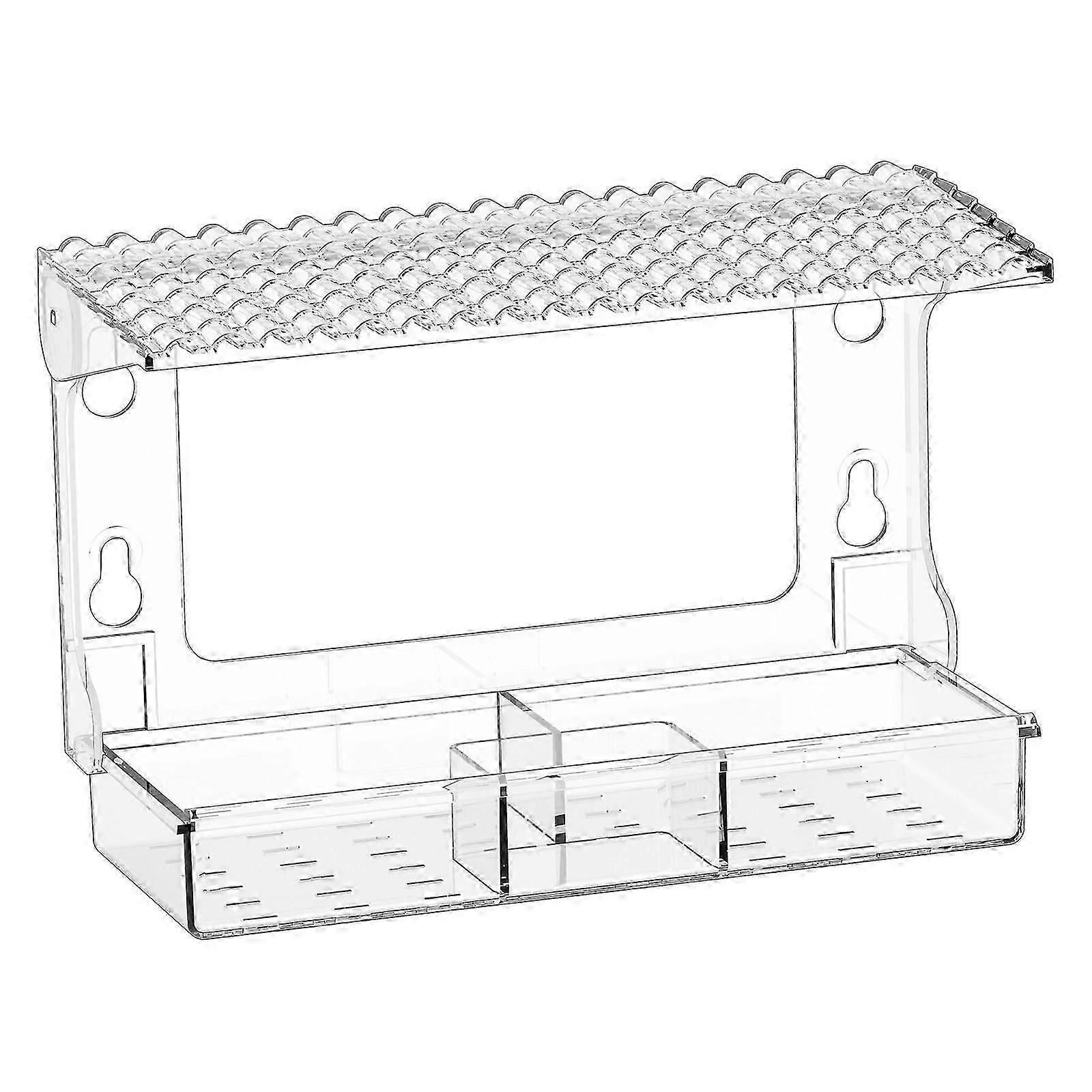 Window Bird Feeder for Outdoors with Strong Suction Cups, Acrylic Clear Window Bird Feeders for Viewing with Large Capacity Detachable Seed & Water Tr