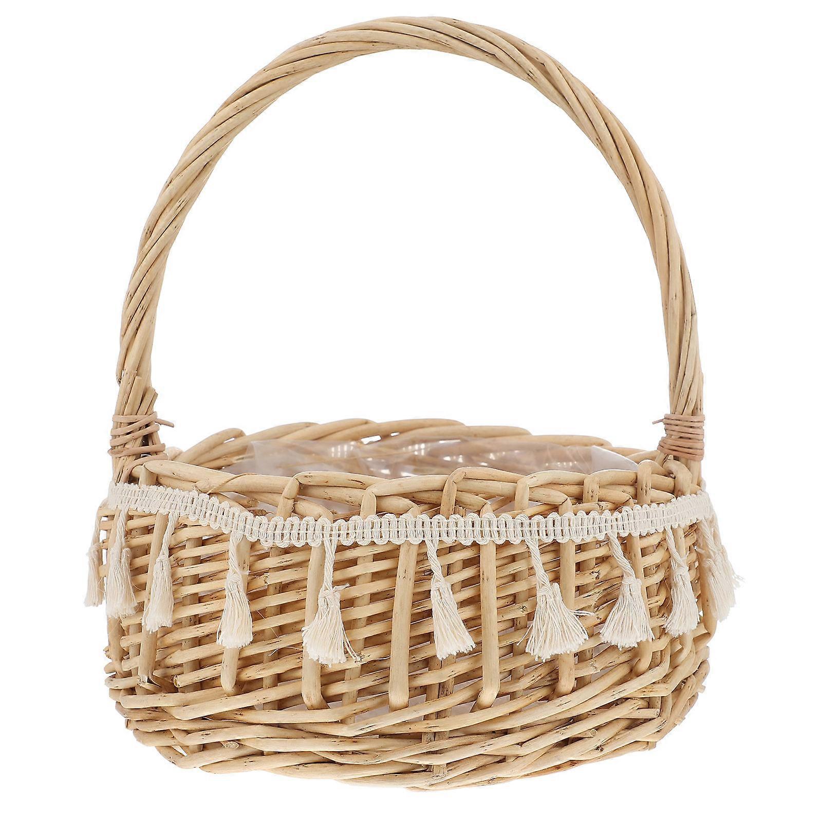 Lightweight Portable Woven Flower Basket for Weddings, Banquets, and Special Events – Reusable Handheld Photo Prop for Flowers and Party Supplies