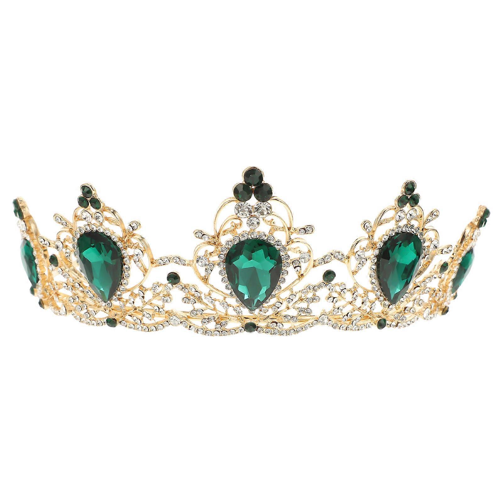 Elegant Bride Crown Headdress Made of Durable Alloy in Green Perfect for Wedding Decor 1pc