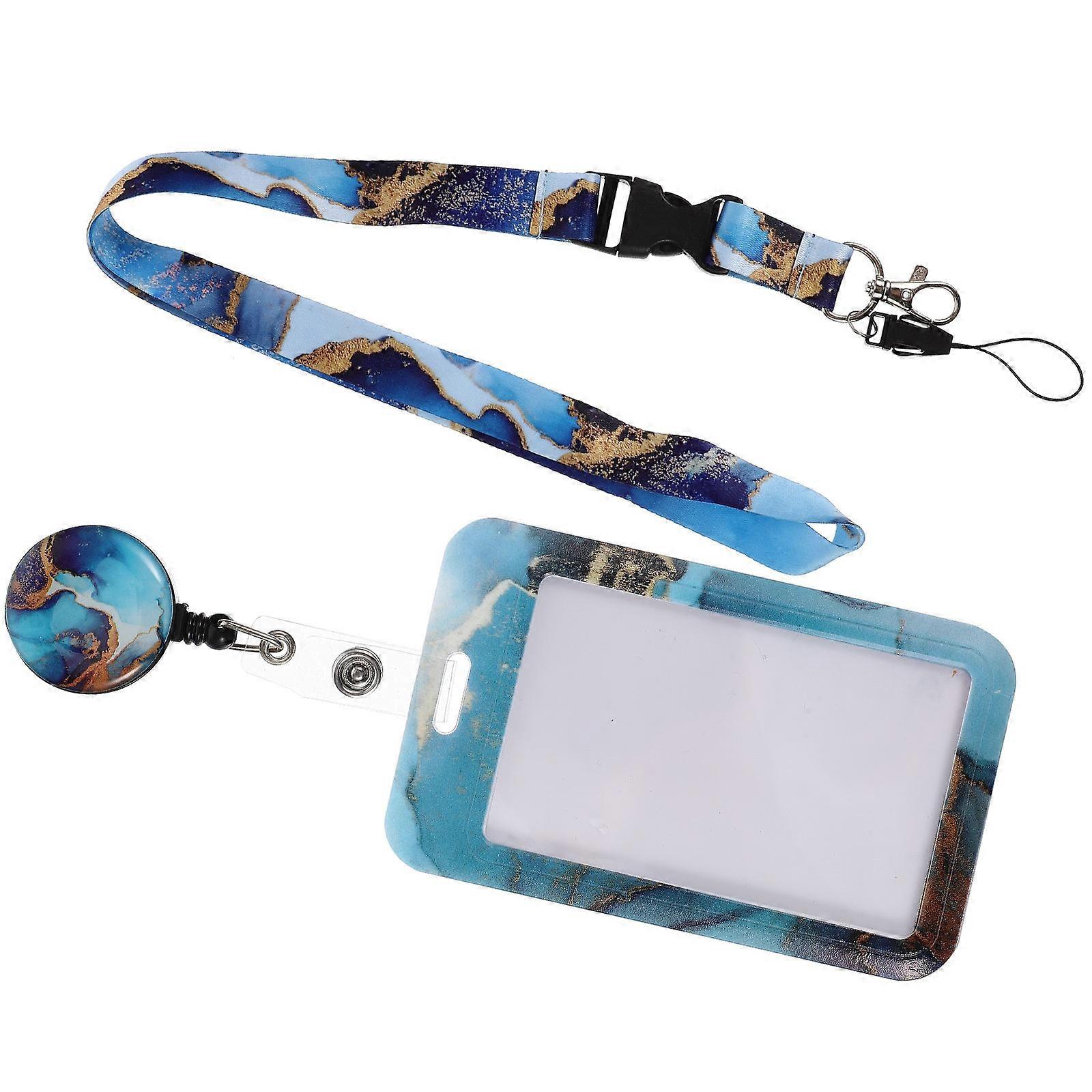 Id Card Sleeve Pouch Working Badge Holder Blue 69X7CM Secure Attachment 1Set