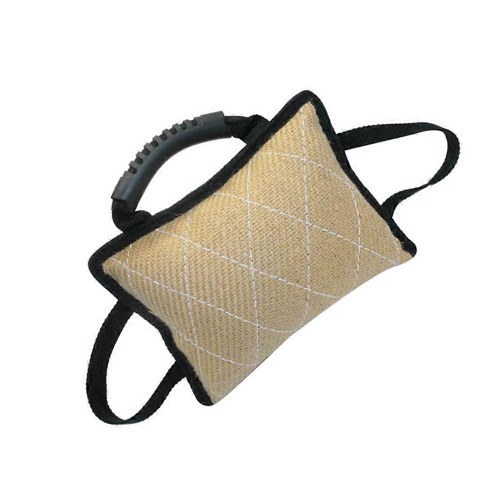 Dog Bite Pillow Jute Training Toy with 3 Handles for Puppies Interactive Chew Toy Durable Pet Training Accessory