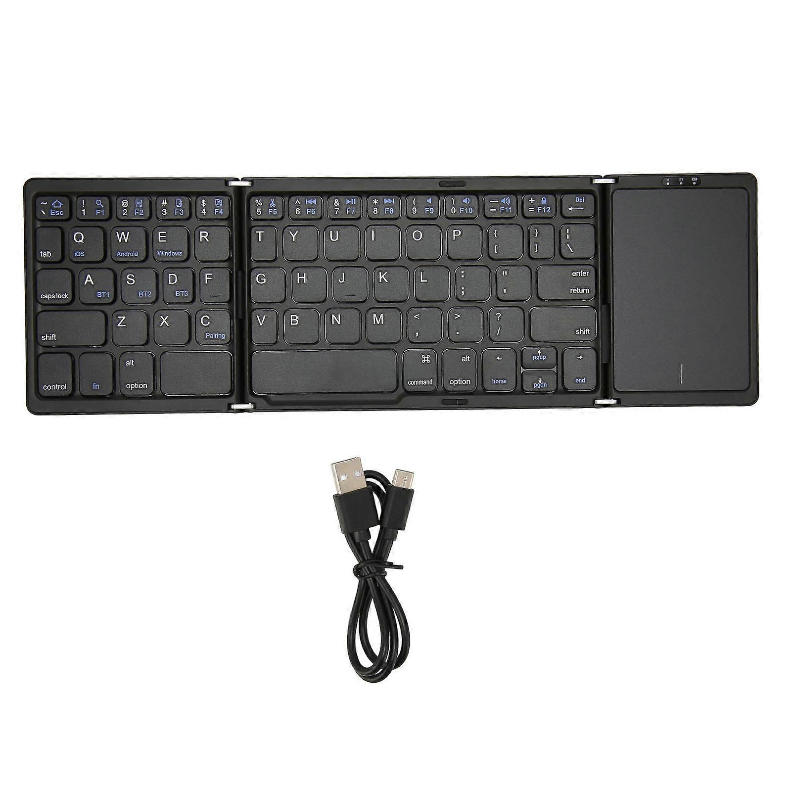 Foldable B089T 3 Folded Touchpad Function 64 Keys Portable Type C Charging Magnetic Closure Computer Keyboard