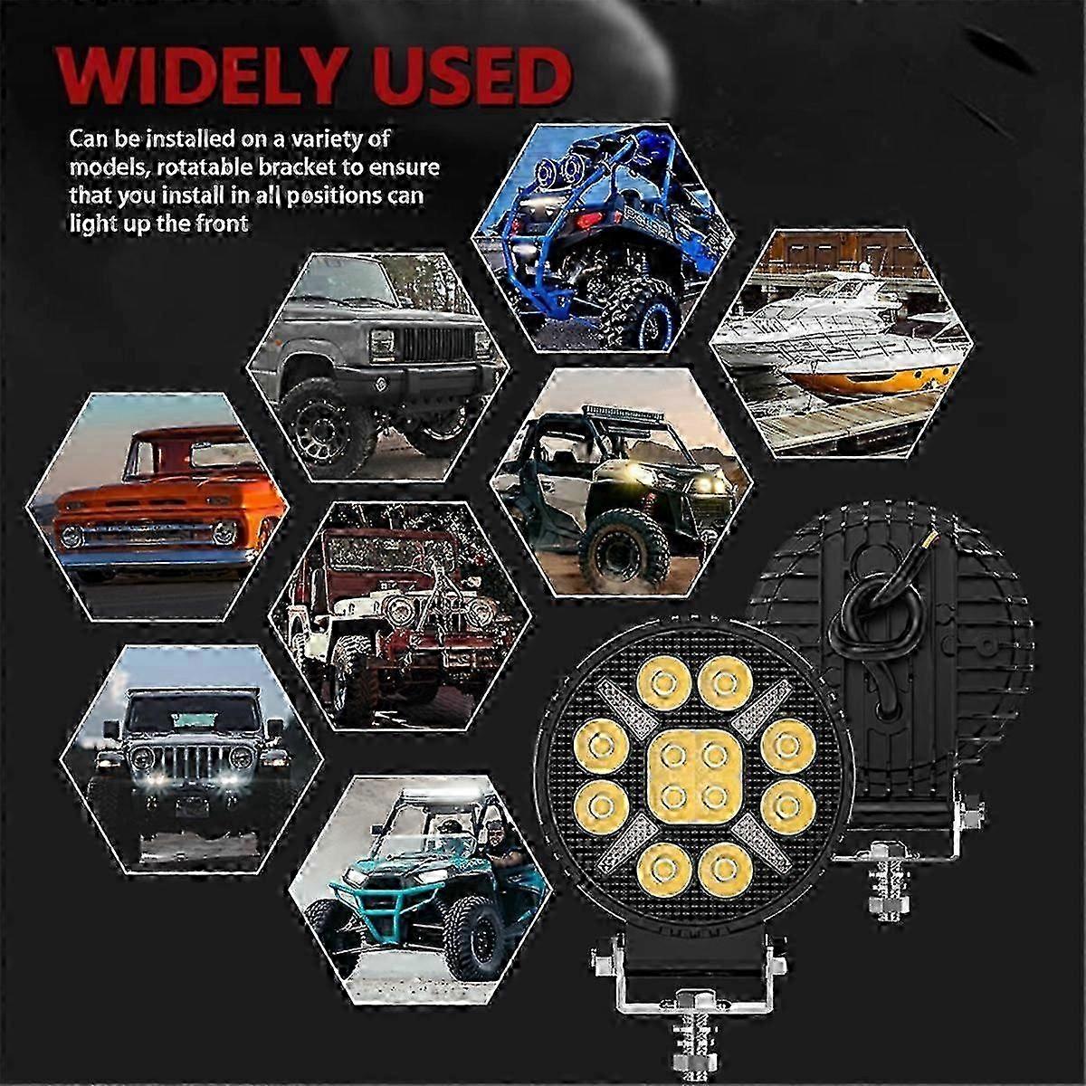 4 Inch Car LED Work Lights Round Day Running Lights for Truck ATV UTV SUV Motorcycle Cart Trailer Boat js
