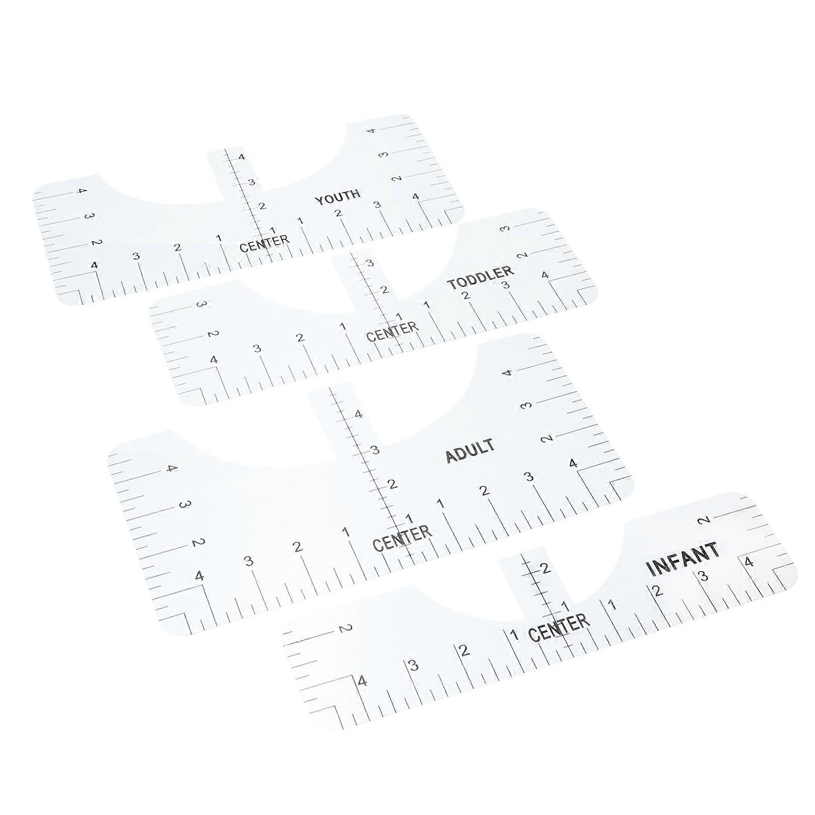 T-shirt Making Ruler with Clear Scale for Acrylic Measuring Tool Transparent 4Pcs